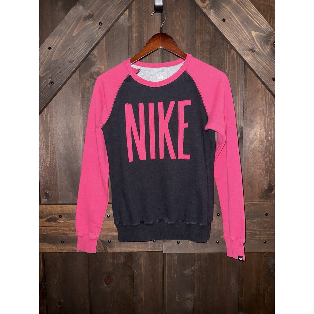 Nike Women's Sz Small Sweatshirt Crewneck Pink Black